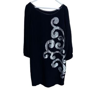 Yoana Baraschi Black Shift Dress with Sequin Detail new years cocktail formal